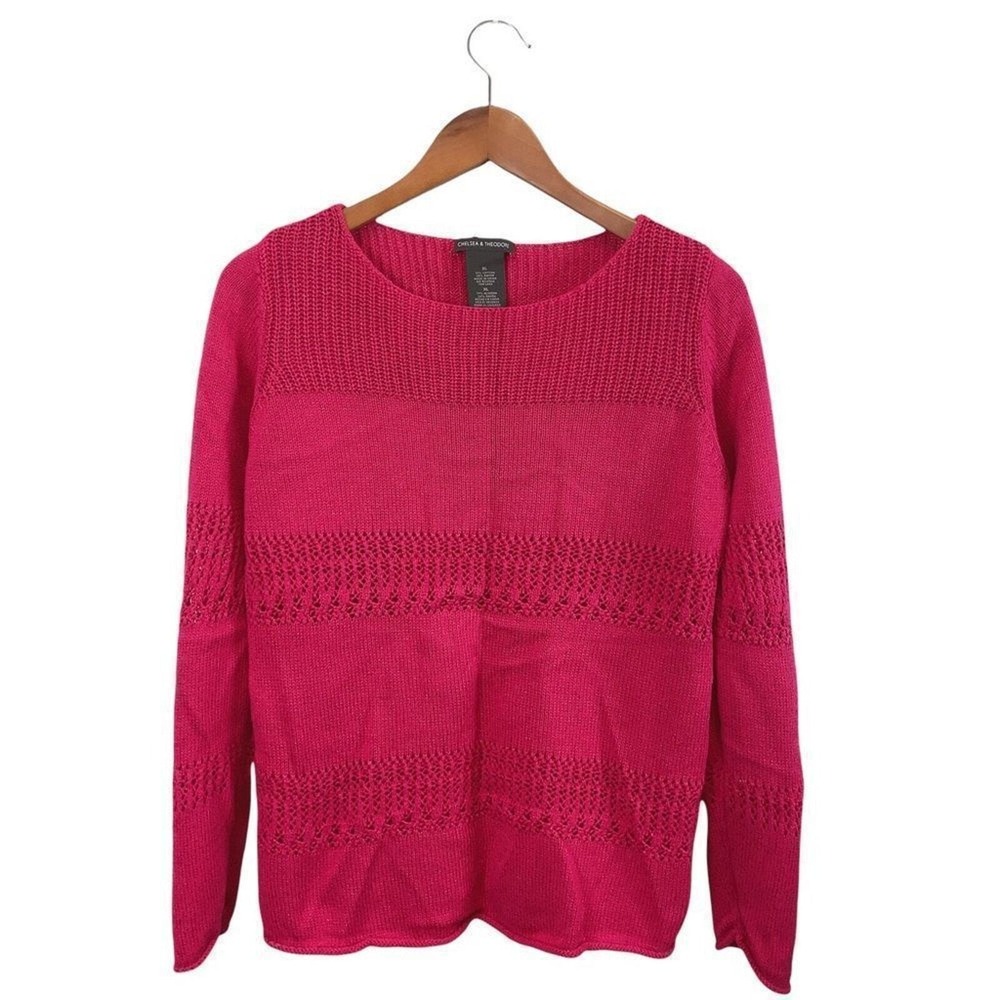Chelsea and Theodore Cotton‎ Blend Pink Knit Sweater